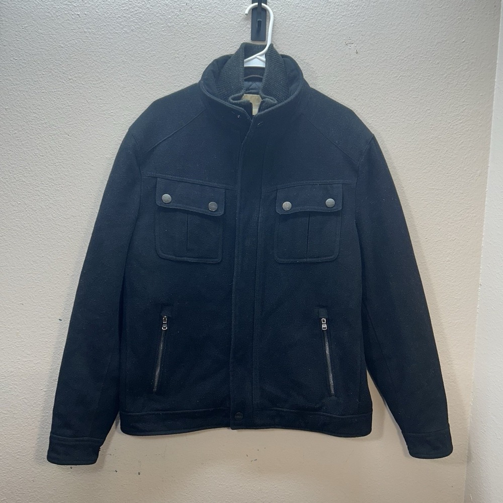 Michael‎ Kors Jacket Size M Grey Wool Blend Utility Cargo Military Field Quilted
